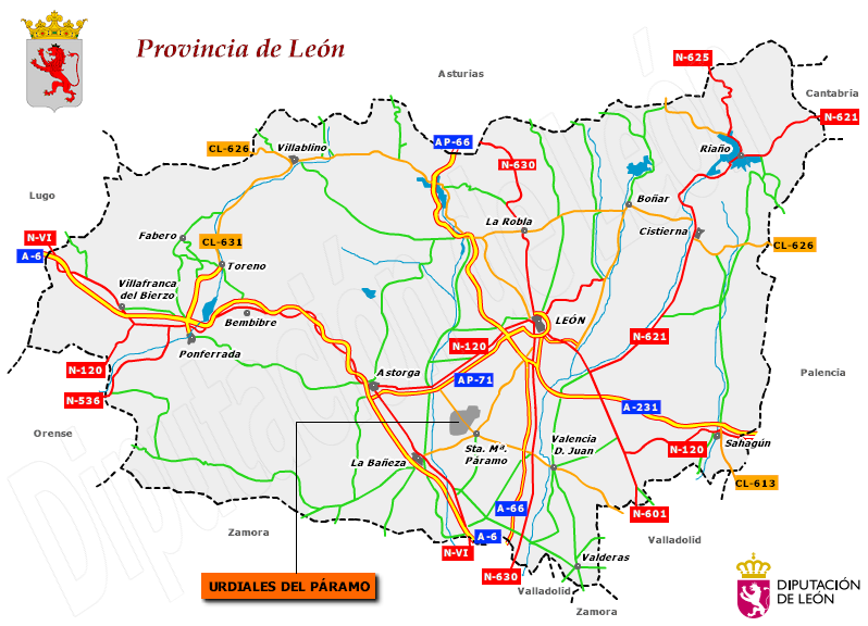 Mapa de la provincia de León